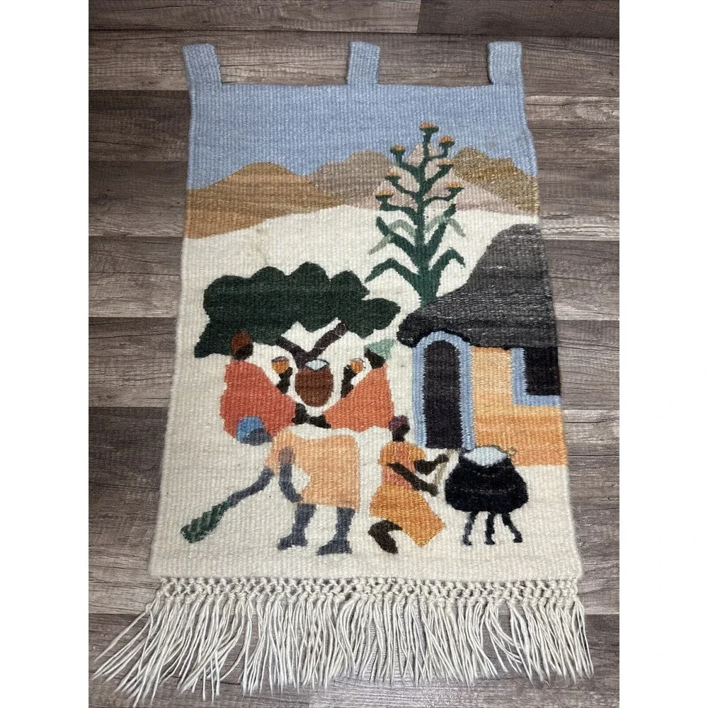 Vintage Beautiful Hand Woven Moteng Weavers Wool Tapestry Kilim Wall Hanging